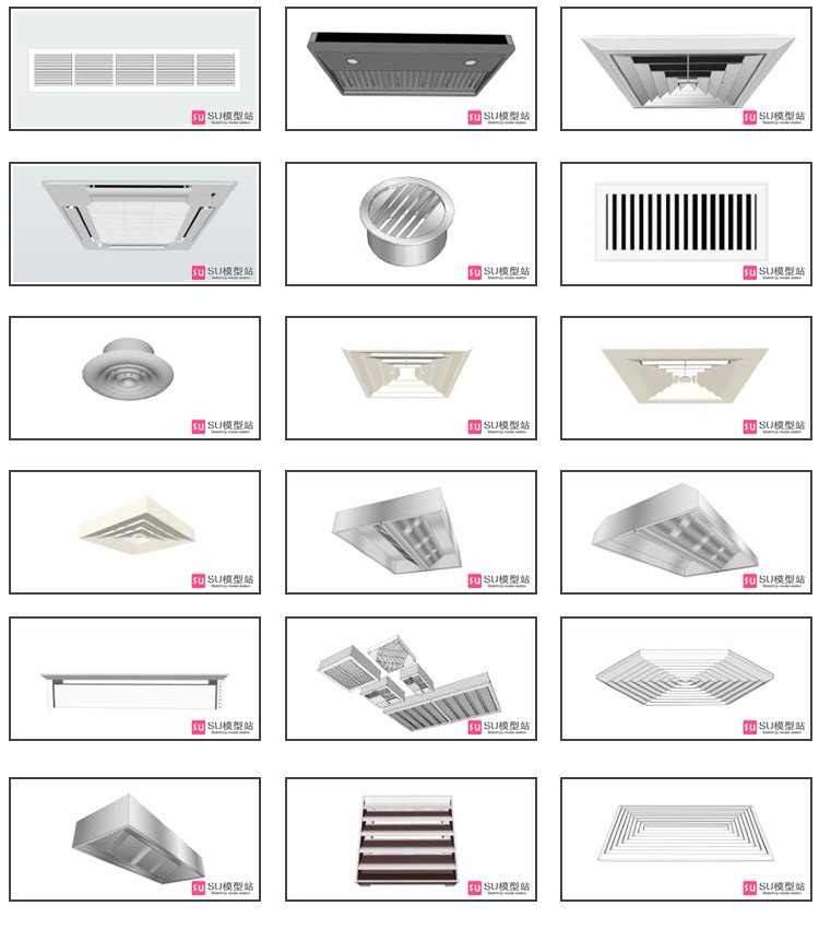 室内房间办公室空调入通风口SU模型草图模型SketchUp进风口SU-景观建筑资源