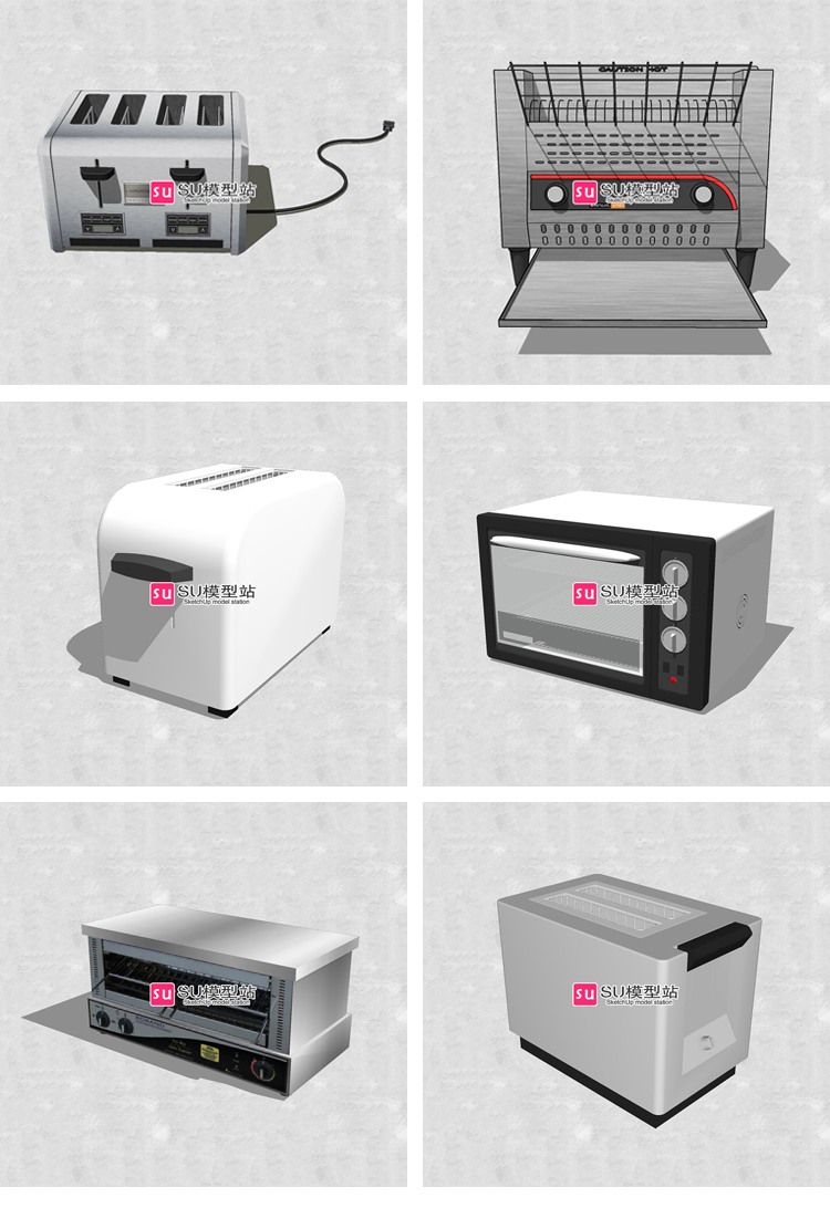 家装设计面包房糕点店室内家电器烤面包机SU模型装饰-景观建筑资源