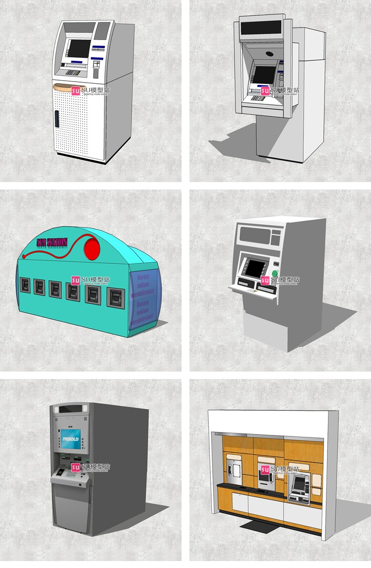 SU模型草图模型ATM柜员机取款机SU模型SketchUp工业机器设计素-景观建筑资源