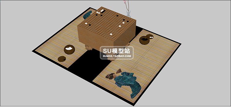 SU模型草图模型模型国际中国象棋围棋黑白棋中欧式美式摆件SU模-景观建筑资源