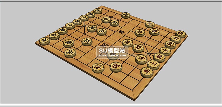 SU模型草图模型模型国际中国象棋围棋黑白棋中欧式美式摆件SU模-景观建筑资源