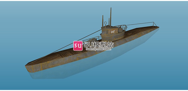 潜艇潜水器潜水船SU模型SU模型草图模型国外核潜艇军事武器-景观建筑资源