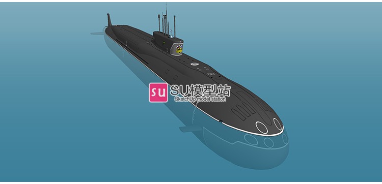 潜艇潜水器潜水船SU模型SU模型草图模型国外核潜艇军事武器-景观建筑资源