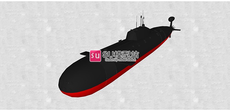 潜艇潜水器潜水船SU模型SU模型草图模型国外核潜艇军事武器-景观建筑资源