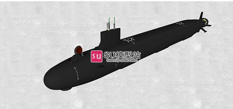 潜艇潜水器潜水船SU模型SU模型草图模型国外核潜艇军事武器-景观建筑资源