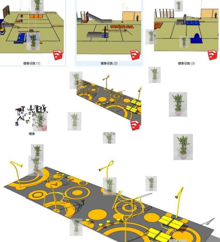 su素材户外体育运动健身设施器材乒乓球桌传声筒健身-景观建筑资源