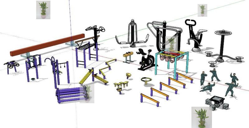 su素材户外体育运动健身设施器材乒乓球桌传声筒健身-景观建筑资源