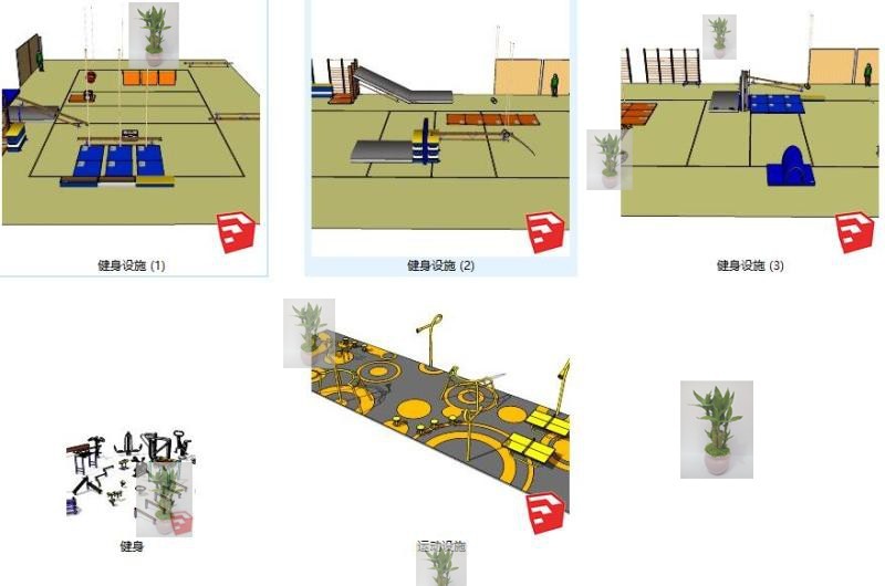 su素材户外体育运动健身设施器材乒乓球桌传声筒健身-景观建筑资源