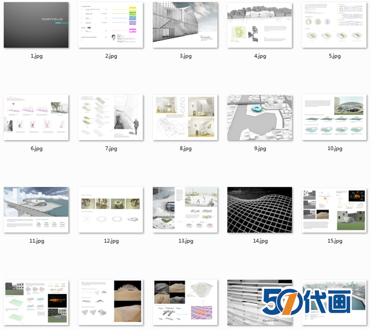 Portfolio建筑学申请出国留学资料集模板排版工作简历-景观建筑资源