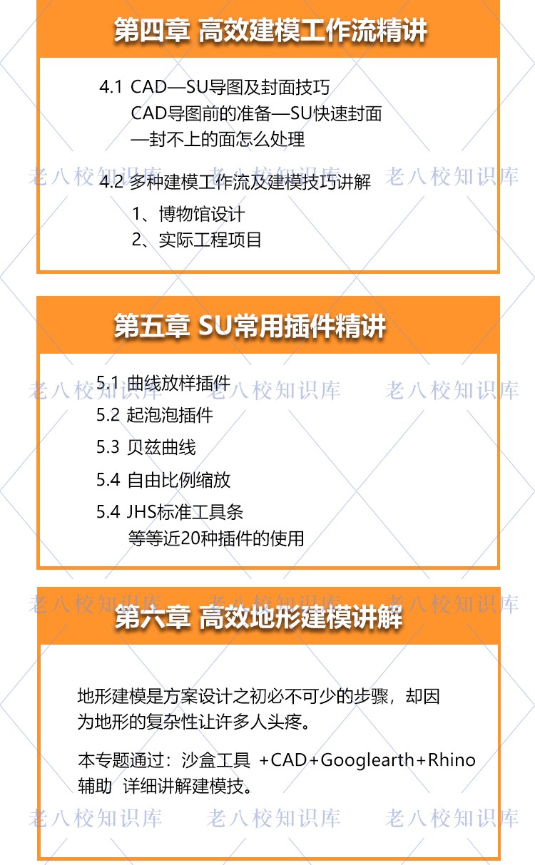 sketchup高级视频教程SU异形建模教程su材质素材库安装-景观建筑资源