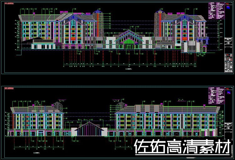 五星级酒店建筑设计方案文本及CAD建筑施工图纸平面-景观建筑资源