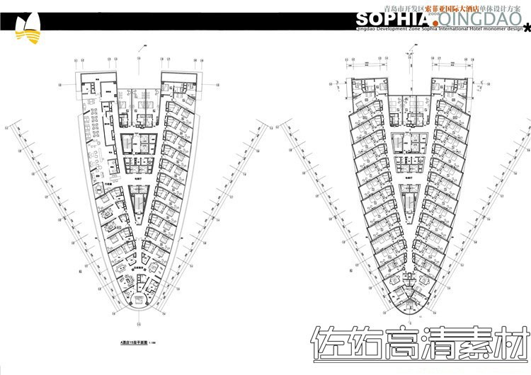 五星级酒店建筑设计方案文本及CAD建筑施工图纸平面-景观建筑资源