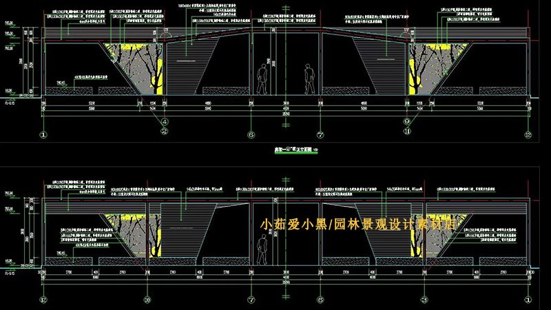 小区广场公园景观廊架亭子景观小品设计方案施工图CAD平面-景观建筑资源