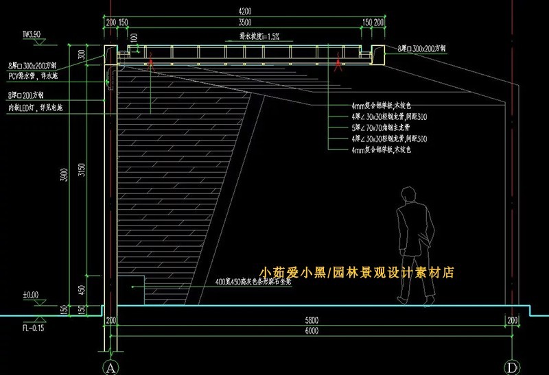 小区广场公园景观廊架亭子景观小品设计方案施工图CAD平面-景观建筑资源