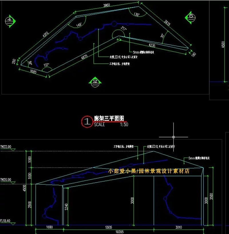 小区广场公园景观廊架亭子景观小品设计方案施工图CAD平面-景观建筑资源