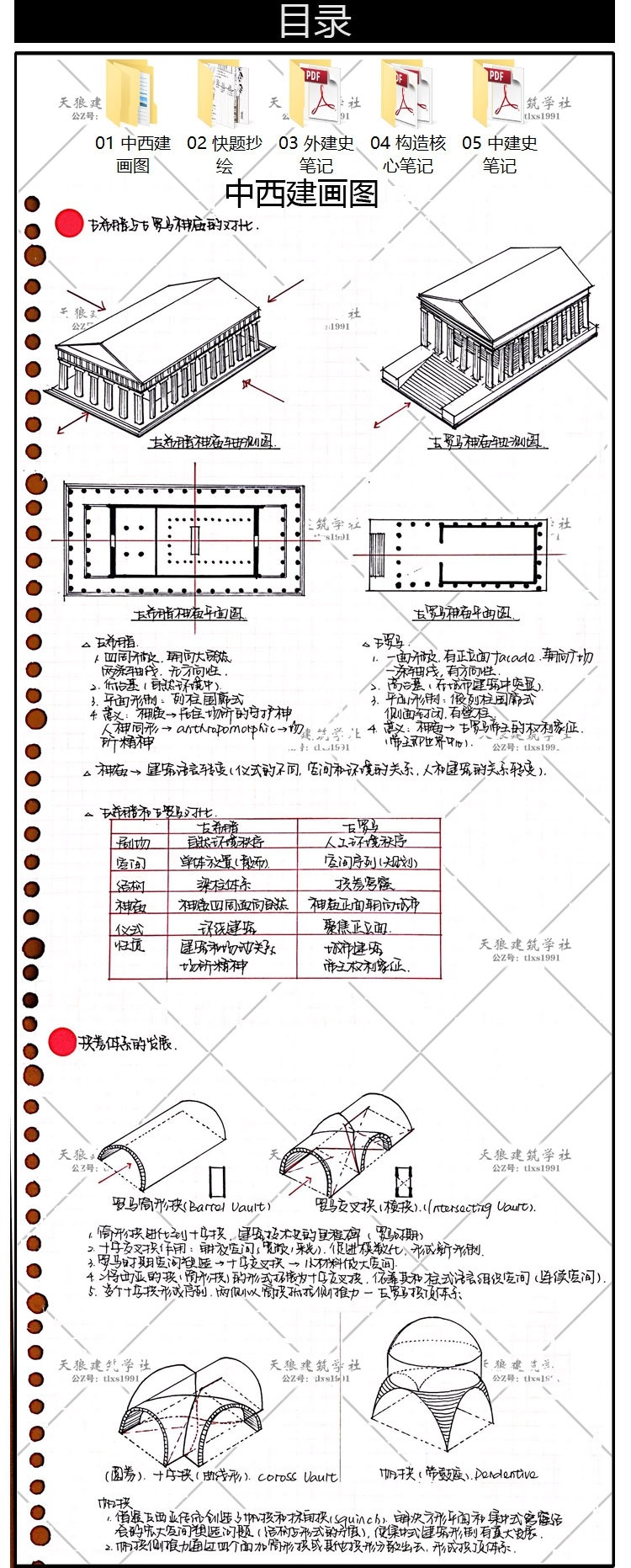 中西外建筑史快题设计抄绘画图构造核心笔记临摹素材-景观建筑资源