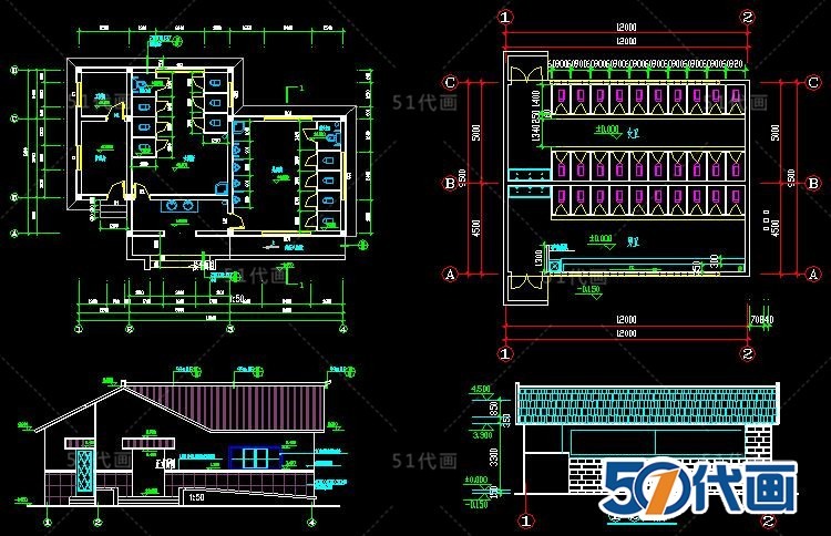 公共空间厕所卫生间建筑施工CAD图纸SU模型平面方案结构设-景观建筑资源