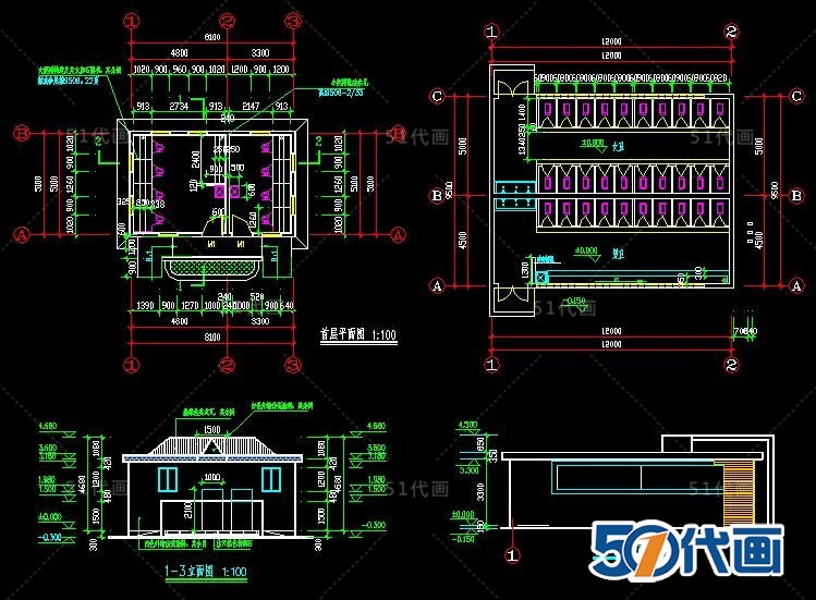 公共空间厕所卫生间建筑施工CAD图纸SU模型平面方案结构设-景观建筑资源