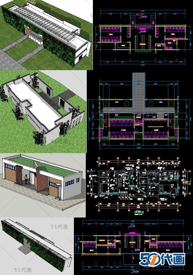 公共空间厕所卫生间建筑施工CAD图纸SU模型平面方案结构设-景观建筑资源