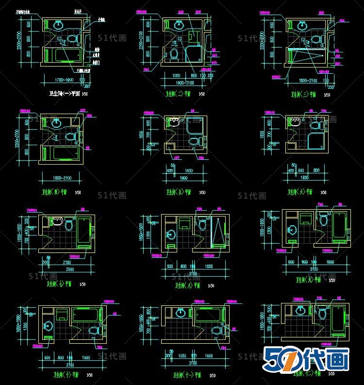 公共空间厕所卫生间建筑施工CAD图纸SU模型平面方案结构设-景观建筑资源