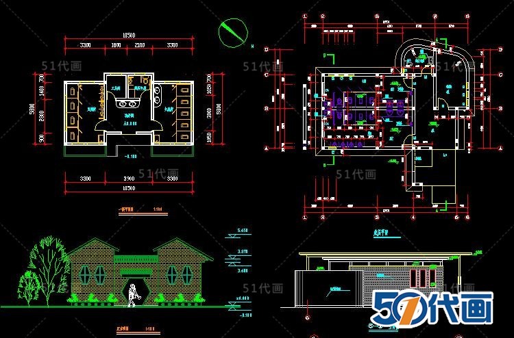 公共空间厕所卫生间建筑施工CAD图纸SU模型平面方案结构设-景观建筑资源