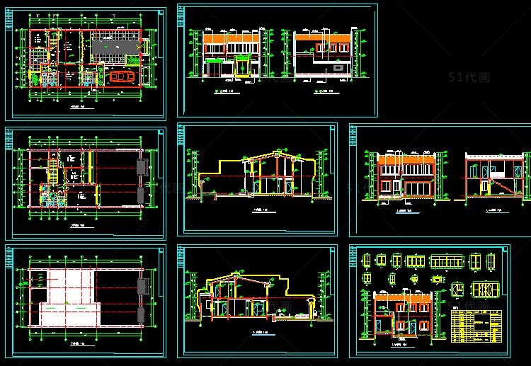 中式四合院CAD图纸SU模型建筑设计施工图庭院平面立面-景观建筑资源