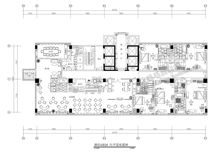 酒店室内装修设计方案CAD施工图源件效果图平面立面图-景观建筑资源