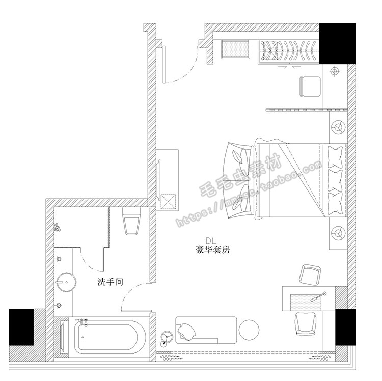 酒店室内装修设计方案CAD施工图源件效果图平面立面图-景观建筑资源