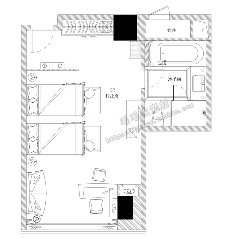 酒店室内装修设计方案CAD施工图源件效果图平面立面图-景观建筑资源