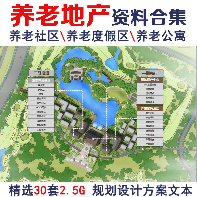 养老地产居住小区建筑景观规划设计方案平面分析效果-景观建筑资源