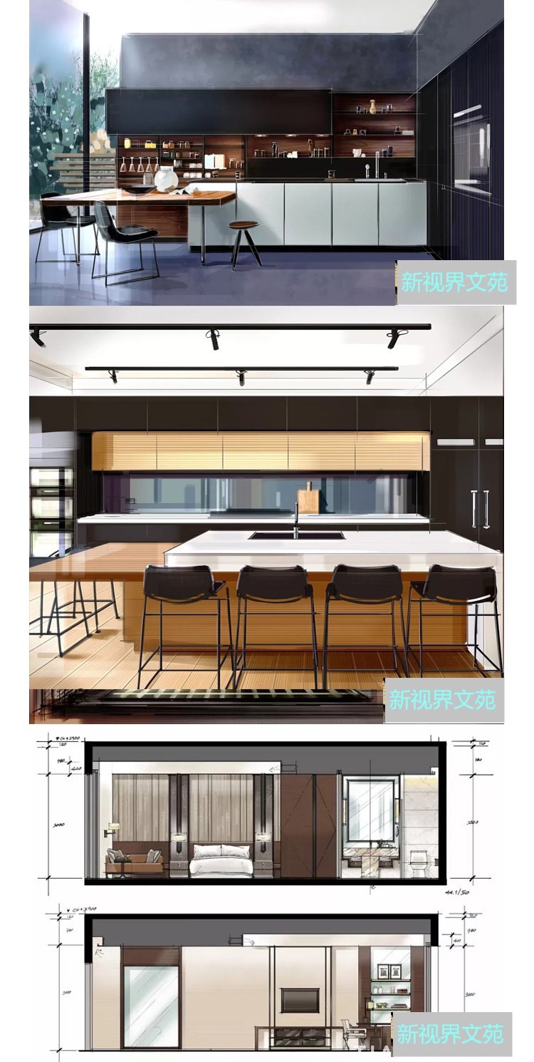 sketchbook室内电脑手绘教程skb笔刷ps笔刷家具模块软件-景观建筑资源