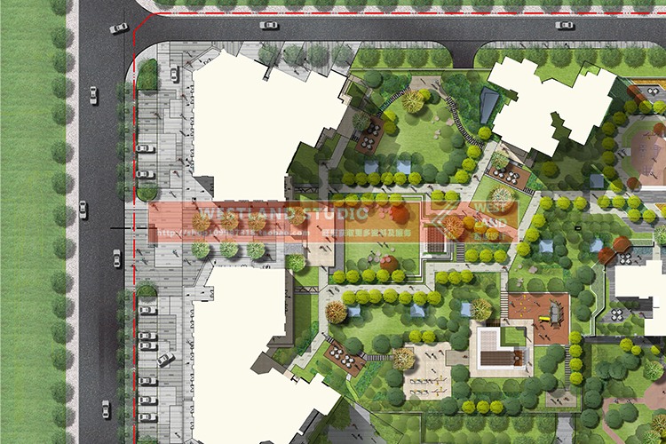 住宅居住小区PSD平面图彩色平面图景观设计平面素材资-景观建筑资源