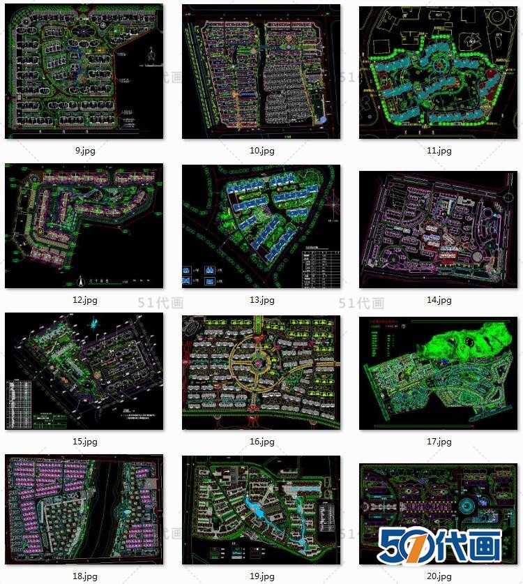 住宅区建筑景观规划设计方案住宅小区CAD总平面图SU模-景观建筑资源