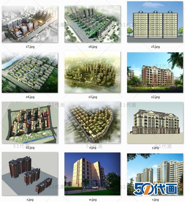 住宅区建筑景观规划设计方案住宅小区CAD总平面图SU模-景观建筑资源