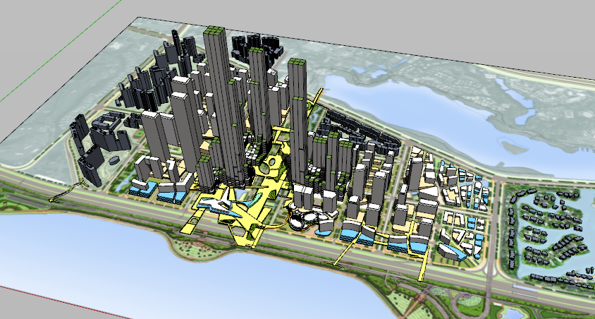 深圳湾超级总部城市规划设计设计方案+SU模型+CAD总图