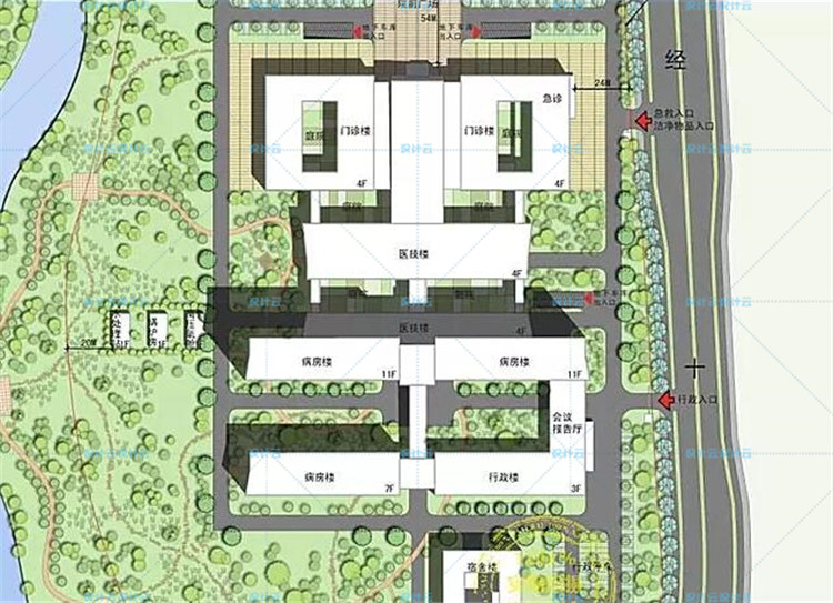 建筑景观规划资料-综合医院+建筑设计+门诊楼+急诊楼+医技楼+方案文本JPG