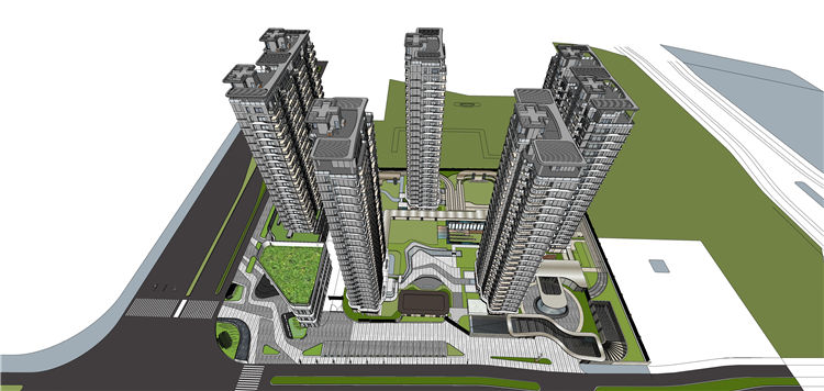 景观建筑资源-温州大发绿轴都会道1号(凯泽锦园)现代风滨江高层住宅跃层