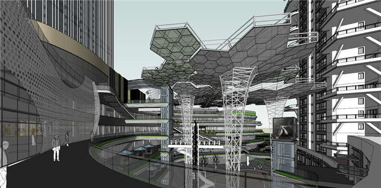 景观建筑资源-成都七一国际广场商业设计综合体+垂直森林住宅基准方中