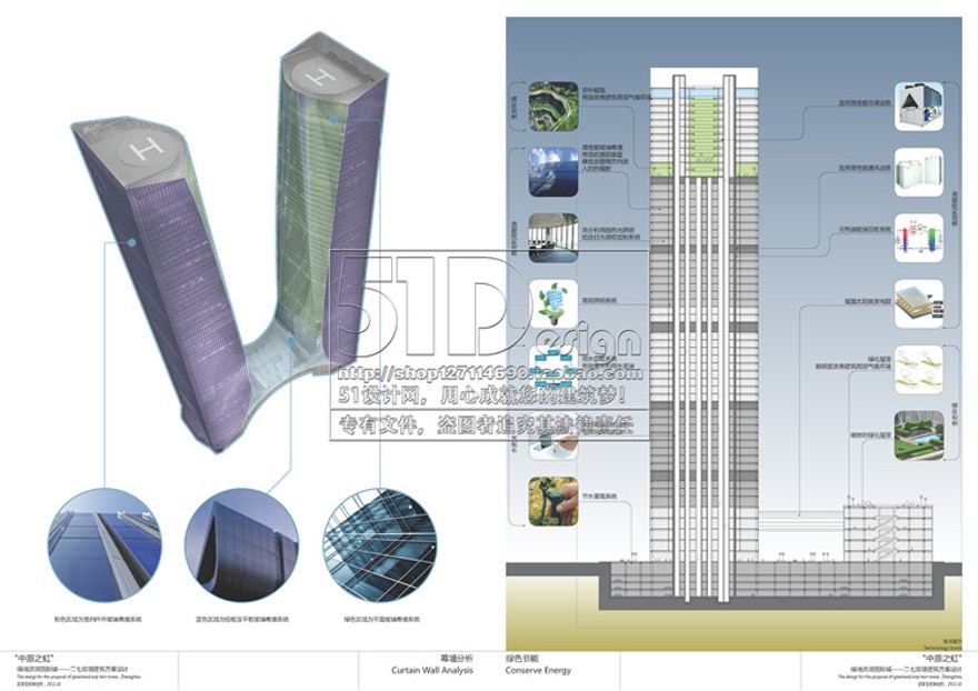 方案文本-平立剖超高层住宅绿地双塔楼同济院建筑设计方案概念设计A3