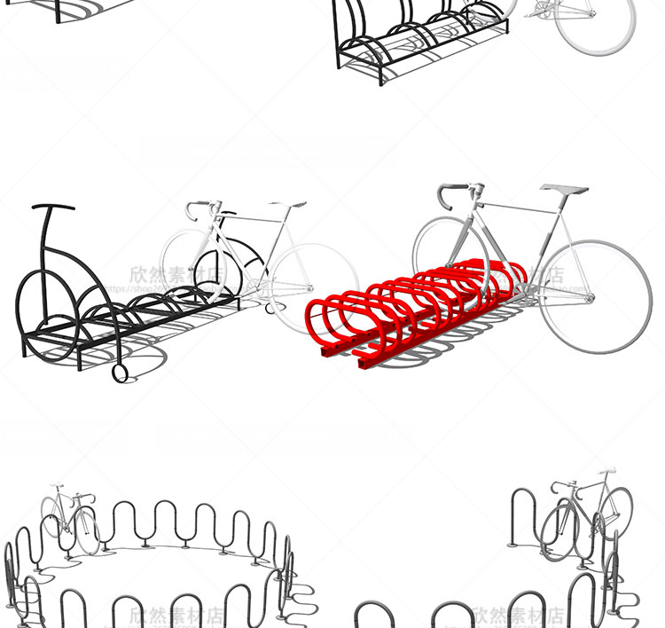 设计资源sketchup自行车单车停靠架公共空间小品设施su草图-大师设计素材-景