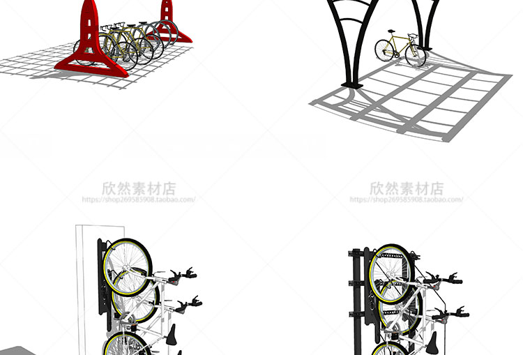 设计资源sketchup自行车单车停靠架公共空间小品设施su草图-大师设计素材-景