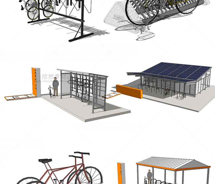 设计资源sketchup自行车单车停靠架公共空间小品设施su草图-大师设计素材-景