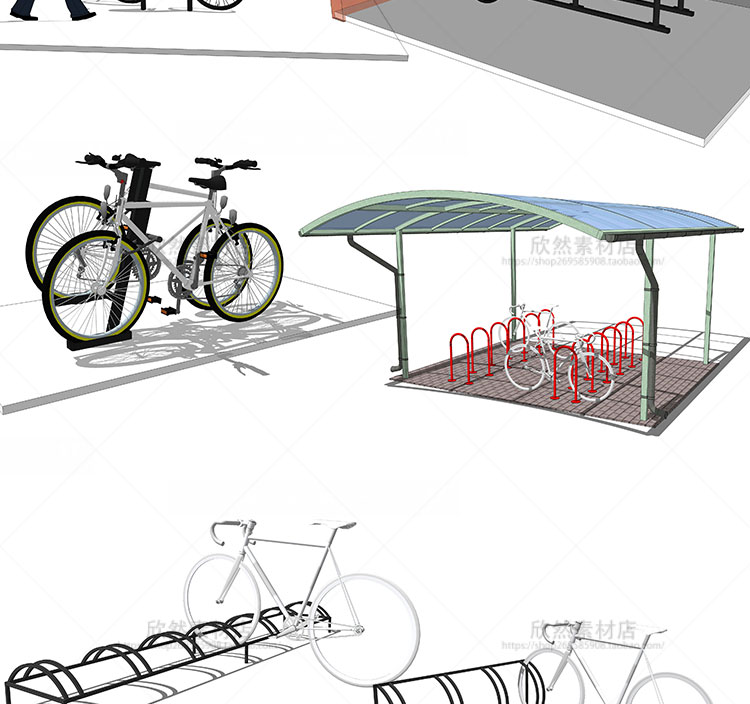 设计资源sketchup自行车单车停靠架公共空间小品设施su草图-大师设计素材-景