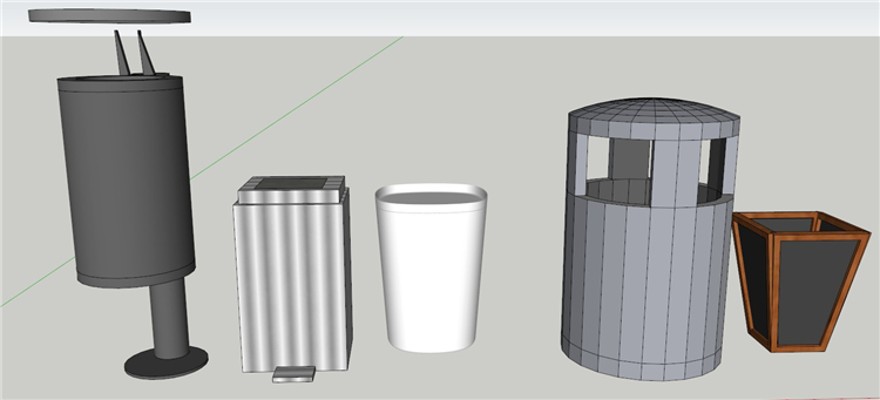 设计资源景观室外垃圾桶垃圾箱SU草图-大师设计素材-场景设计SketchUp回