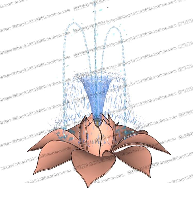 su模型景观素材喷泉水景跌水欧式美式现代风自然草图-大师设计素材-模型