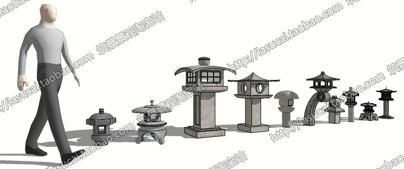 SU组件Sketchup草图-大师设计素材-景观模型欧式美式中式现代风雕塑小品石狮