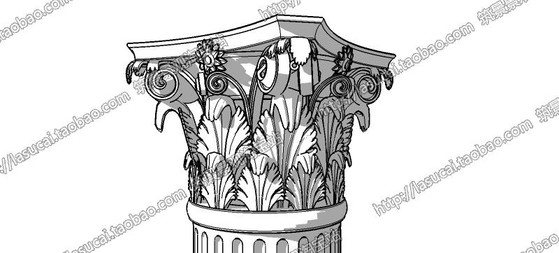 SU组件Sketchup草图-大师设计素材-景观模型欧式美式建筑石膏线脚构件柱头