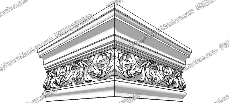 SU组件Sketchup草图-大师设计素材-景观模型欧式美式建筑石膏线脚构件柱头