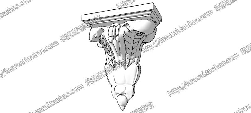 SU组件Sketchup草图-大师设计素材-景观模型欧式美式建筑石膏线脚构件柱头