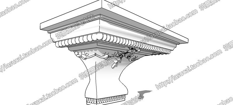 SU组件Sketchup草图-大师设计素材-景观模型欧式美式建筑石膏线脚构件柱头